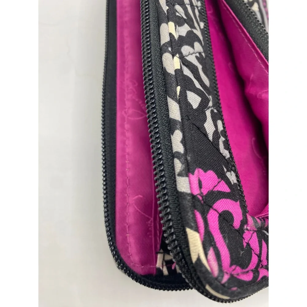 Vera Bradley Wallet Black Pink Grey Floral Zip Around Clutch‎ Purse - Picture 13 of 13